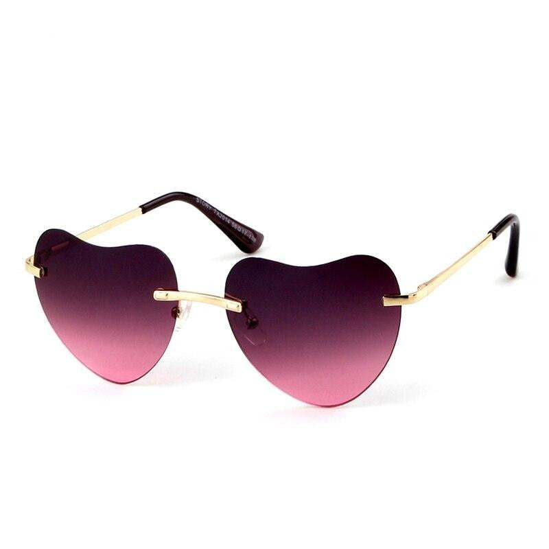 Calanovella Love Heart Shape Frameless Sunglasses Designer Vintage Retro Cat Eye 90s Sun Glasses