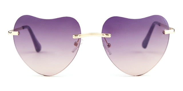 Calanovella Love Heart Shape Frameless Sunglasses Designer Vintage Retro Cat Eye 90s Sun Glasses