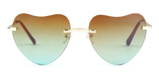 Calanovella Love Heart Shape Frameless Sunglasses Designer Vintage