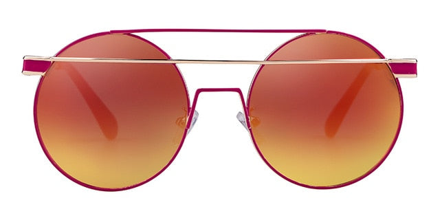 Calanovella Steampunk Sunglasses Men Women Round Metal Frame Double Bridge 90s Vintage Retro Shades