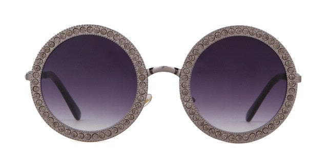 Calanovella Vintage Rhinestone Round Sunglasses Women Colorful Retro