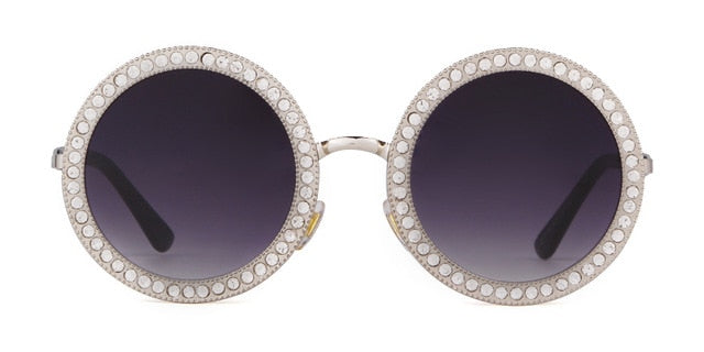 Calanovella Vintage Rhinestone Round Sunglasses Women Colorful Retro