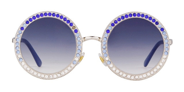 Calanovella Vintage Rhinestone Round Sunglasses Women Colorful Retro