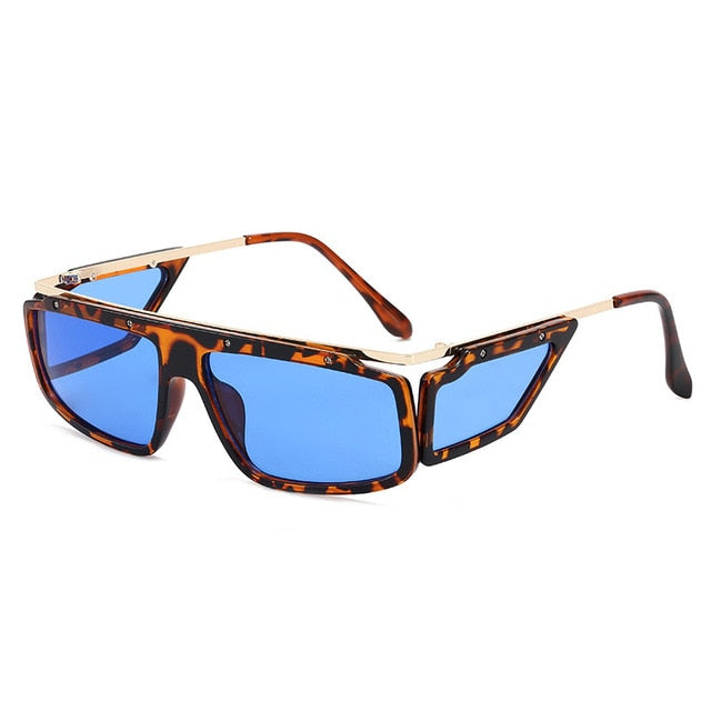 Calanovella Steampunk Sunglasses Men Women Rectangle Sunglasses Brand