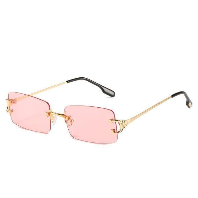 Calanovella Rimless Rectangle Sunglasses Men Women Frameless Square Tint Lens Fashion Sun Glasses - Calanovella.com