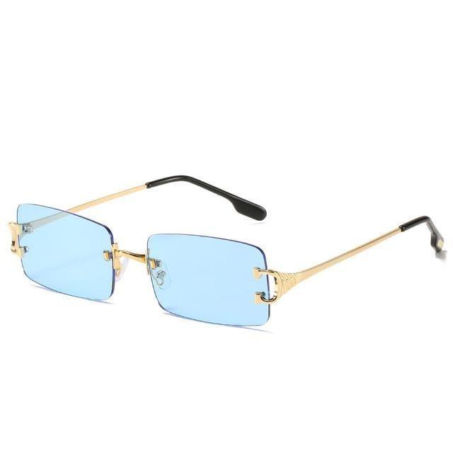 Men's Rimless Sunglasses Square Fashion Tinted Lens Metal