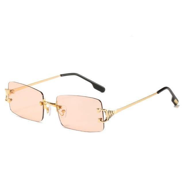 Calanovella Rimless Rectangle Sunglasses Men Women Frameless Square Tint Lens Fashion Sun Glasses - Calanovella.com