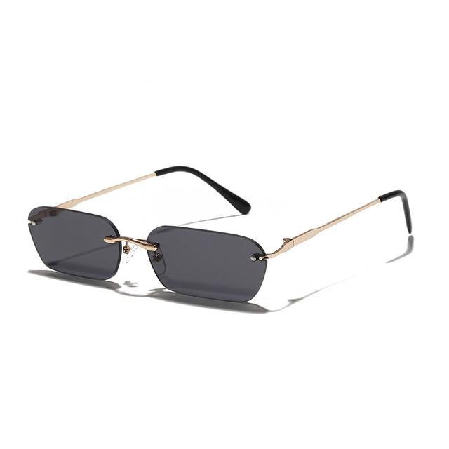 Calanovella Rimless Rectangle Sunglasses Men Women UV400 Clear Tint Color Small Square Sun Glasses - Calanovella.com