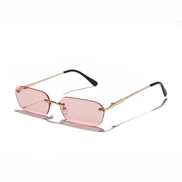 Calanovella Rimless Rectangle Sunglasses Men Women UV400 Clear Tint Color Small Square Sun Glasses - Calanovella.com