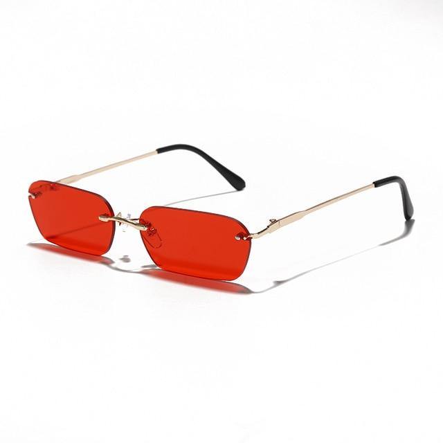 Calanovella Rimless Rectangle Sunglasses Men Women UV400 Clear Tint Color Small Square Sun Glasses - Calanovella.com