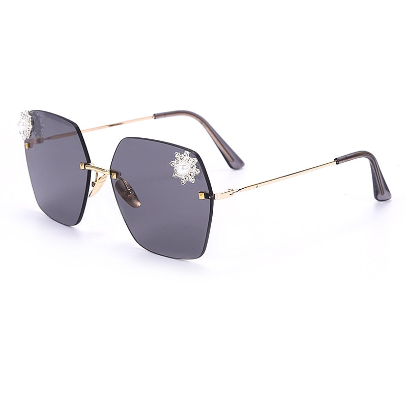 Calanovella Stylish Polygon Rimless Sunglasses Women Luxury Vintage