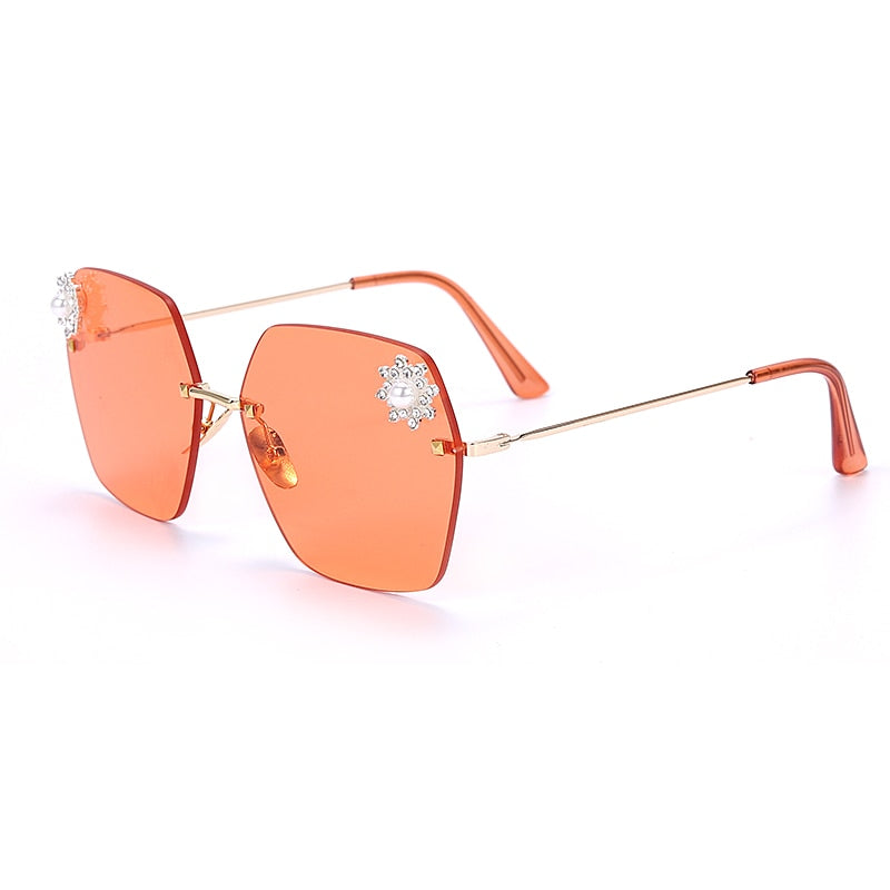 Calanovella Stylish Polygon Rimless Sunglasses Women Luxury Vintage