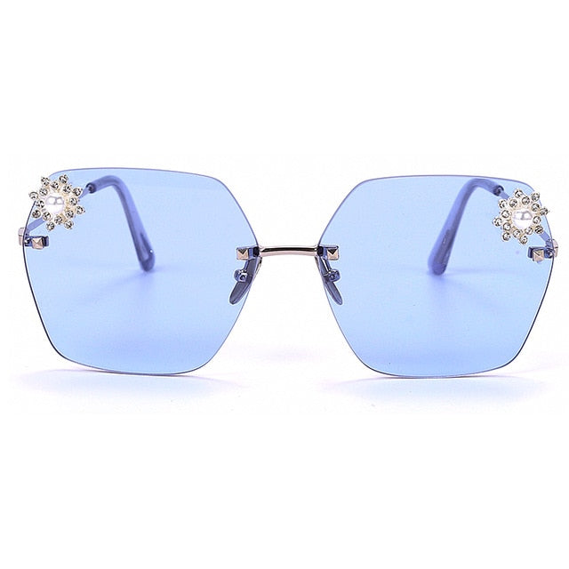 Calanovella Stylish Polygon Rimless Sunglasses Women Luxury Vintage