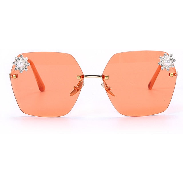 Calanovella Stylish Polygon Rimless Sunglasses Women Luxury Vintage