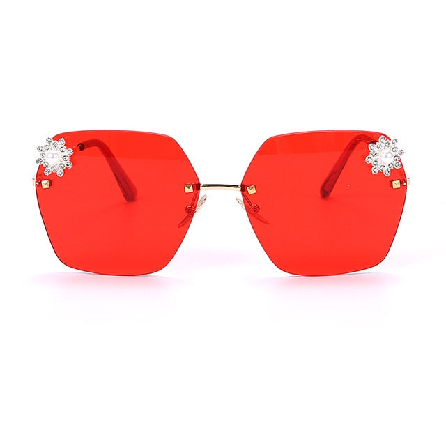 Calanovella Stylish Polygon Rimless Sunglasses Women Luxury Vintage