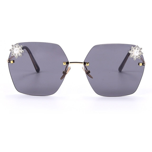 Calanovella Stylish Polygon Rimless Sunglasses Women Luxury Vintage