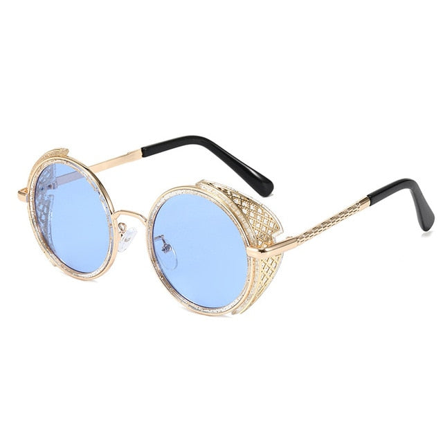 Calanovella Retro Round Steampunk Sunglasses Vintage Stylish Punk