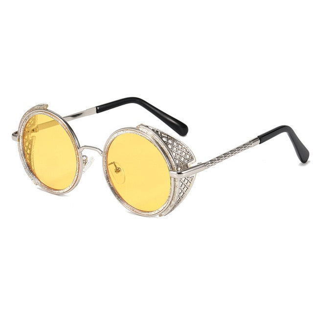 Calanovella Retro Round Steampunk Sunglasses Vintage Stylish Punk