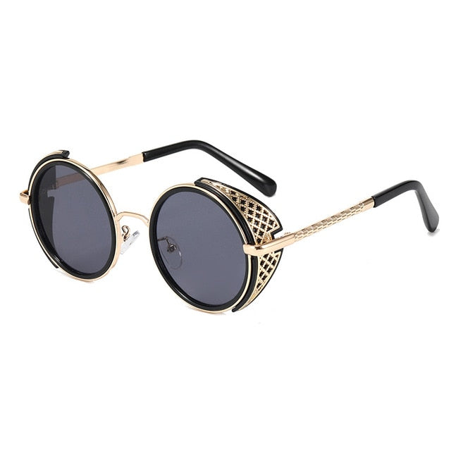 Calanovella Retro Round Steampunk Sunglasses Vintage Stylish Punk