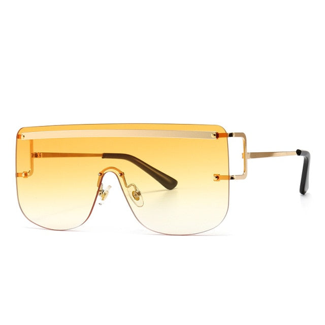 Calanovella Rimless Square Sunglasses Women Retro One Piece Sun