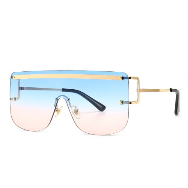 Calanovella Rimless Square Sunglasses Women Retro One Piece Sun