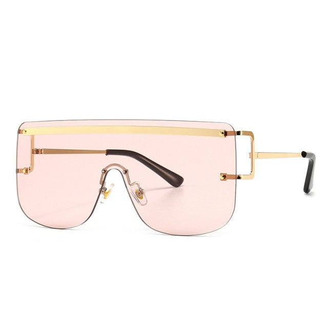 Calanovella Rimless Square Sunglasses Women Retro One Piece Sun