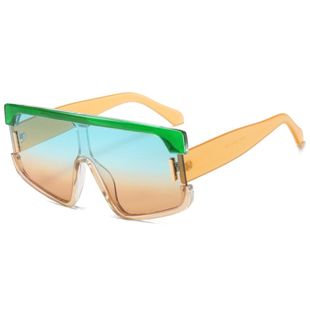 Calanovella Fashion Double Color Frame One Piece Sunglasses For Women