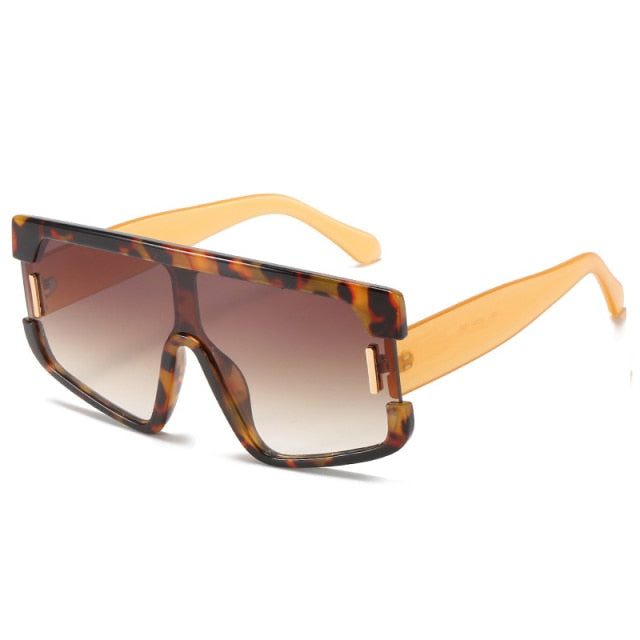 Calanovella Fashion Double Color Frame One Piece Sunglasses For Women