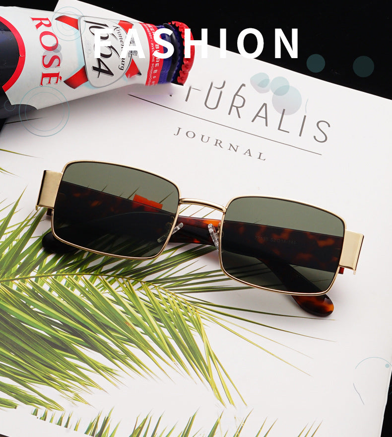 Calanovella Fashion Hip Hop Punk Sunglasses Designer Metal Square Rectangle Frame Retro Sun Glasses Cool Style