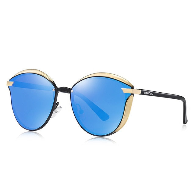 Calanovella Stylish Women Vintage Polarized Round Cat Eye Sunglasses