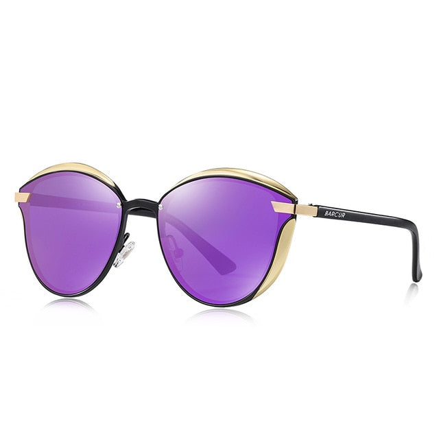 Calanovella Stylish Women Vintage Polarized Round Cat Eye Sunglasses