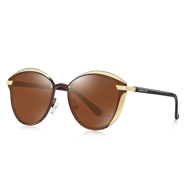 Calanovella Stylish Women Vintage Polarized Round Cat Eye Sunglasses