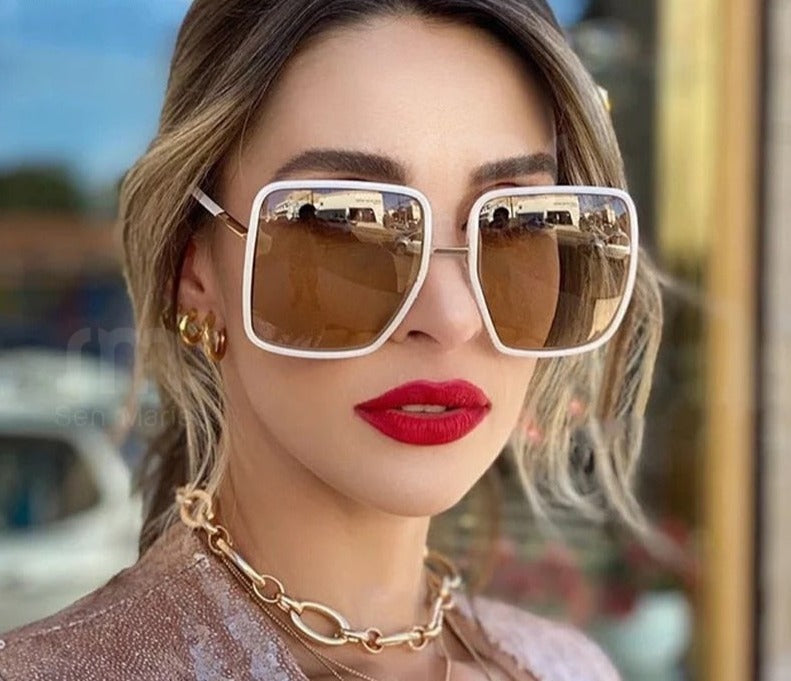 Calanovella Vintage Luxury Brand Designer Oversized Square Sunglasses Style A