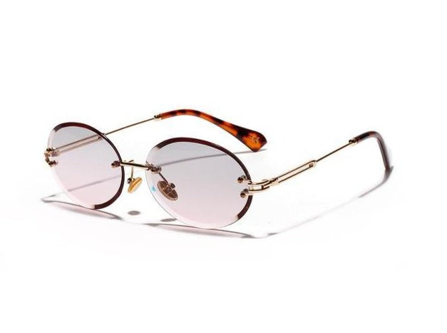 Calanovella Stylish Oval Round Rimless Gradient Sunglasses UV400