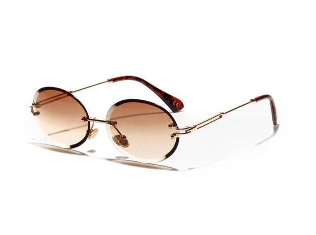 Calanovella Stylish Oval Round Rimless Gradient Sunglasses UV400