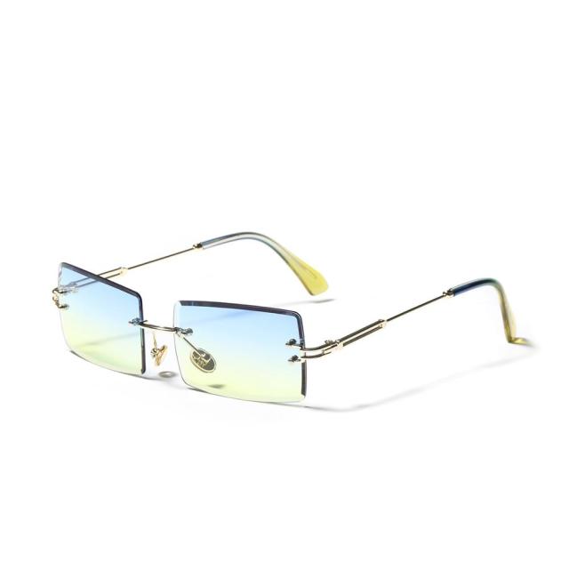 Calanovella Vintage Rectangle Rimless Sunglasses Women Retro Sun