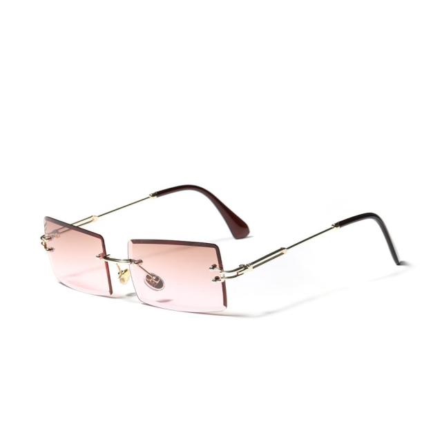 Calanovella Vintage Rectangle Rimless Sunglasses Women Retro Sun