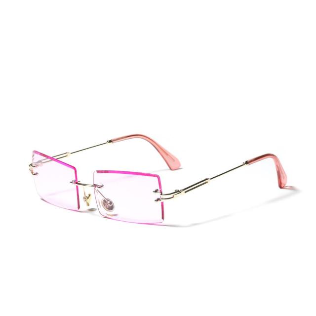 Calanovella Vintage Rectangle Rimless Sunglasses Women Retro Sun