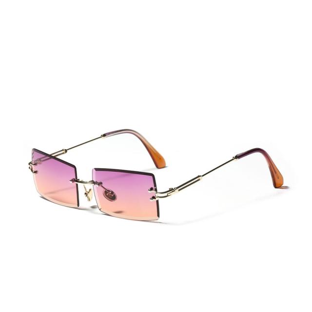 Calanovella Vintage Rectangle Rimless Sunglasses Women Retro Sun