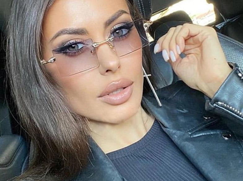 Calanovella Stylish Square Rimless Rectangle Sunglasses UV400
