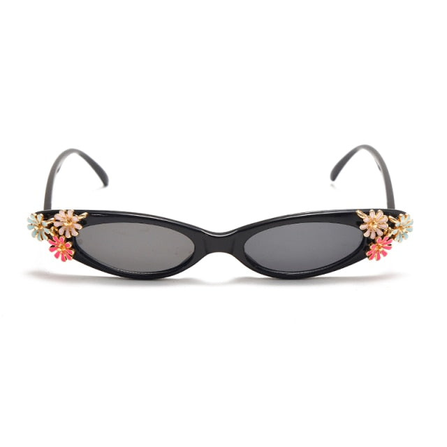 Calanovella Vintage Flower Cat Eye Sunglasses Women Retro Small Punk