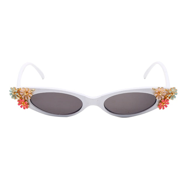 Calanovella Vintage Flower Cat Eye Sunglasses Women Retro Small Punk