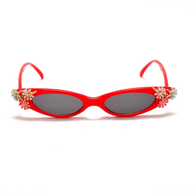Calanovella Vintage Flower Cat Eye Sunglasses Women Retro Small Punk