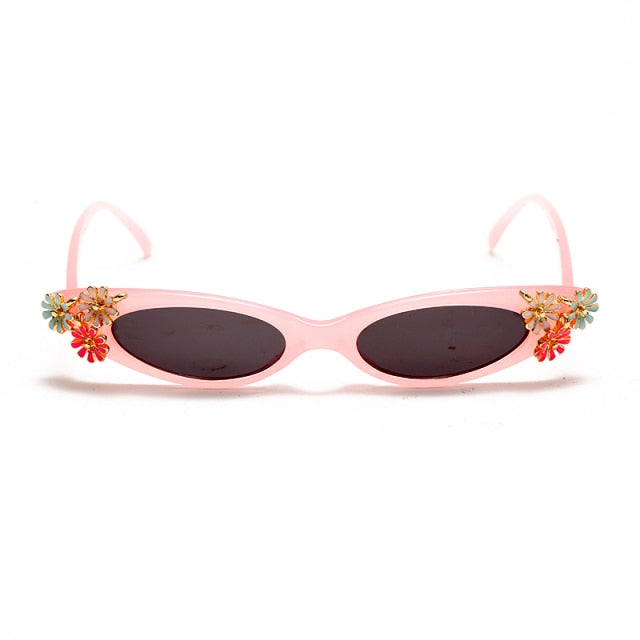 Calanovella Vintage Flower Cat Eye Sunglasses Women Retro Small Punk