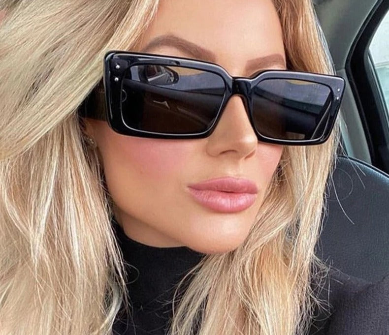 Calanovella Luxury Square Sunglasses Women Vintage Black Rectangle Brand Designer Retro Sun Glasses Female Eyeglasses UV400 Oculos