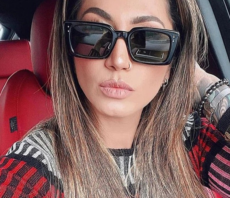 Calanovella Luxury Square Sunglasses Women Vintage Black Rectangle Brand Designer Retro Sun Glasses Female Eyeglasses UV400 Oculos