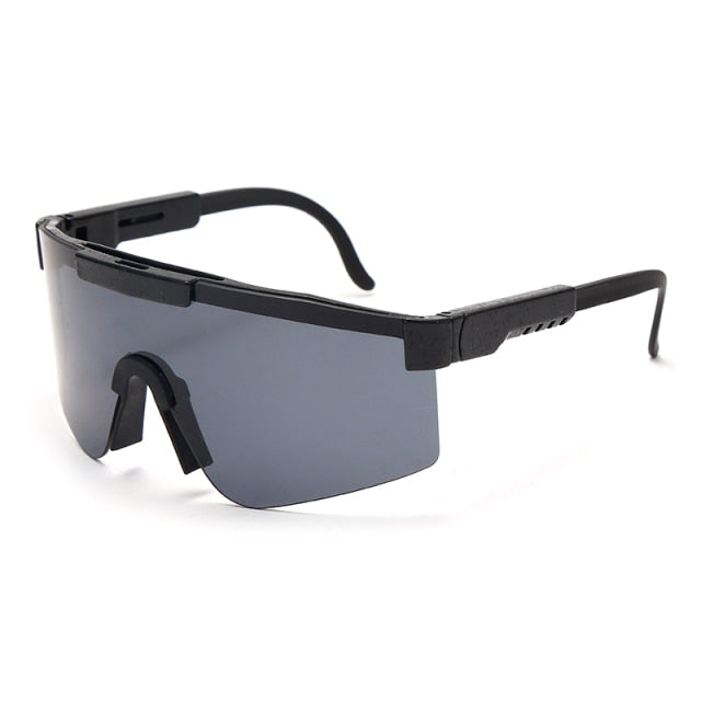 Calanovella Flat Top Goggle Sun Glasses Women Men Blue Frame Mirrored