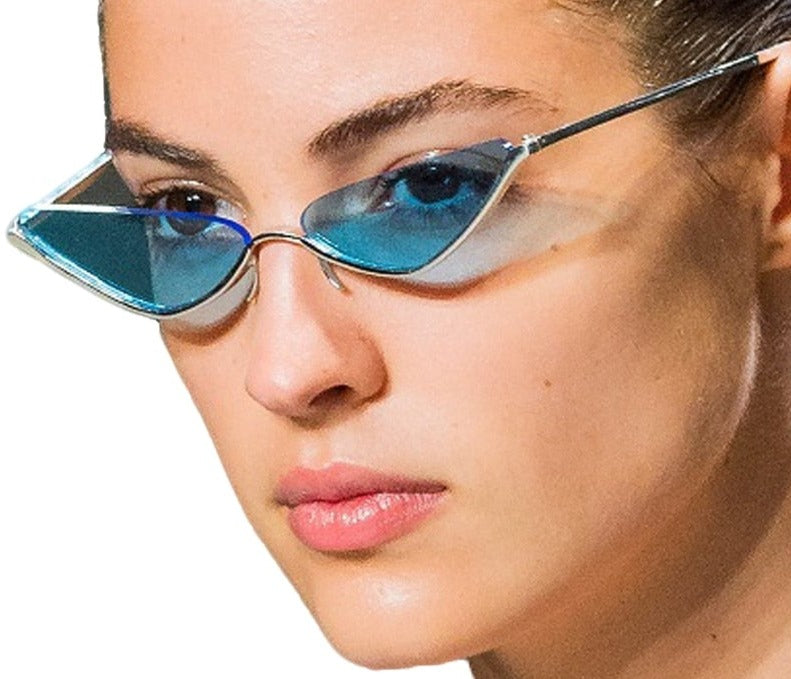 Calanovella Designer Half Frame Triangle Cat Eye Sunglasses 90s