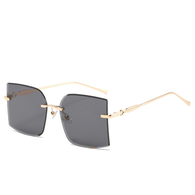 Calanovella Vintage Square Rimless Sunglasses New Women Retro Sun Glasses Shades Luxury Brand Metal Sunglass UV400 Eyewear