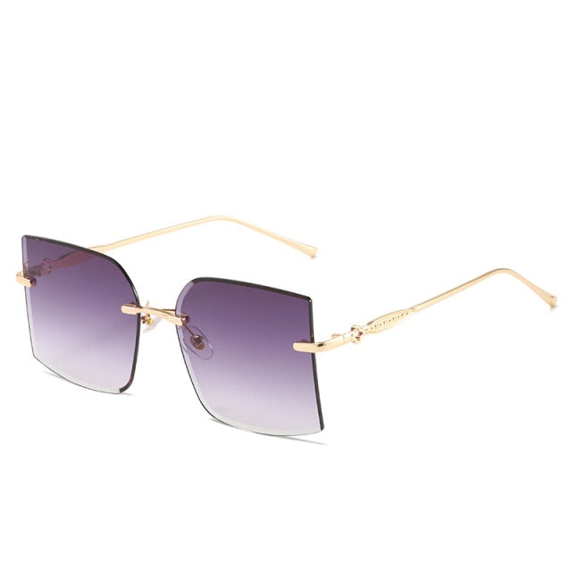 Calanovella Vintage Square Rimless Sunglasses New Women Retro Sun Glasses Shades Luxury Brand Metal Sunglass UV400 Eyewear